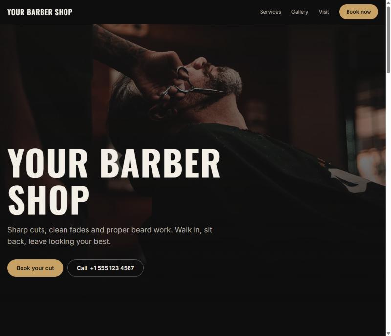 A professional barbershop website